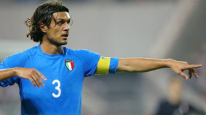 Paolo Maldini wearing the Italian captain’s armband.